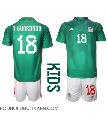 Mexico Andres Guardado #18 Hjemmebanetrøje Børn VM 2022 Kortærmet (+ Korte bukser)
